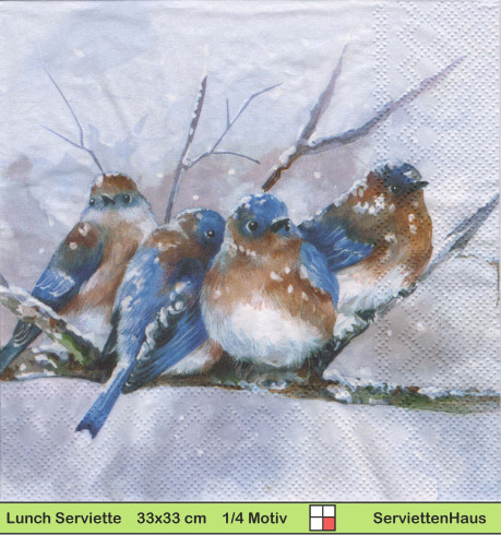 Vögel kuscheln sich im Schnee zusammen -  1 Paket mit 20 Servietten